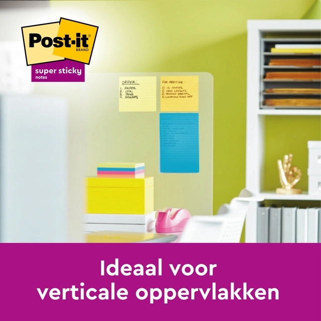 Een Memoblok Post-it 6445 Super Sticky 152x101mm assorti 3st koop je bij Hoekmankantoorartikelen.nl