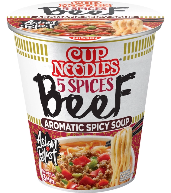 Een Noodles Nissin 5 spices beef cup koop je bij VHK Kantoorartikelen