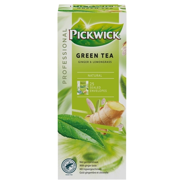 Een Thee Pickwick green ginger lemongrass 25x2gr koop je bij VHK Kantoorartikelen