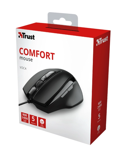 Een Muis Trust Voca Comfort zwart koop je bij VHK Kantoorartikelen