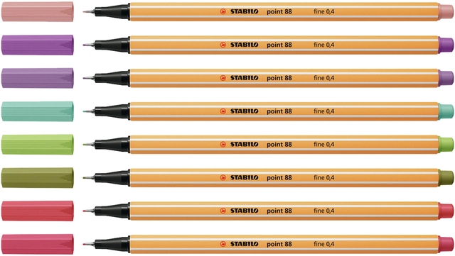 Een Fineliner STABILO point 88/8 fijn assorti etui à 8 stuks koop je bij VHK Kantoorartikelen