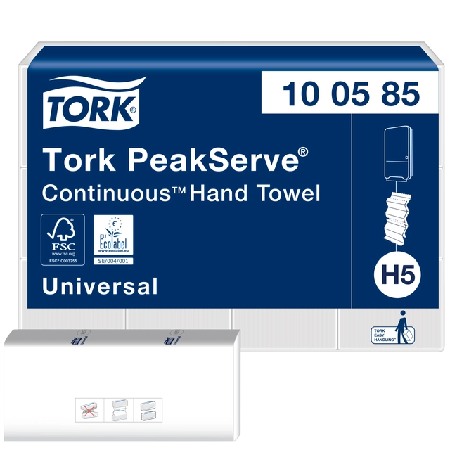 Een Handdoek Tork PeakServe Continu H5 universal gecomprimeerd wit 100585 koop je bij VHK Kantoorartikelen