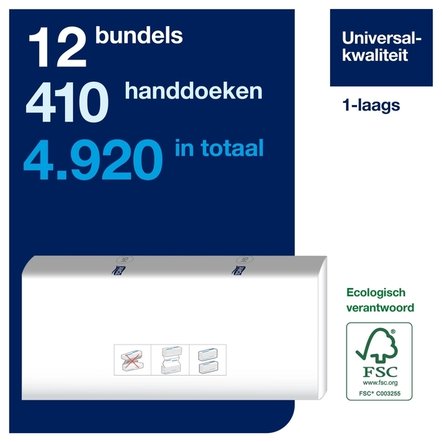 Een Handdoek Tork PeakServe Continu H5 universal gecomprimeerd wit 100585 koop je bij VHK Kantoorartikelen