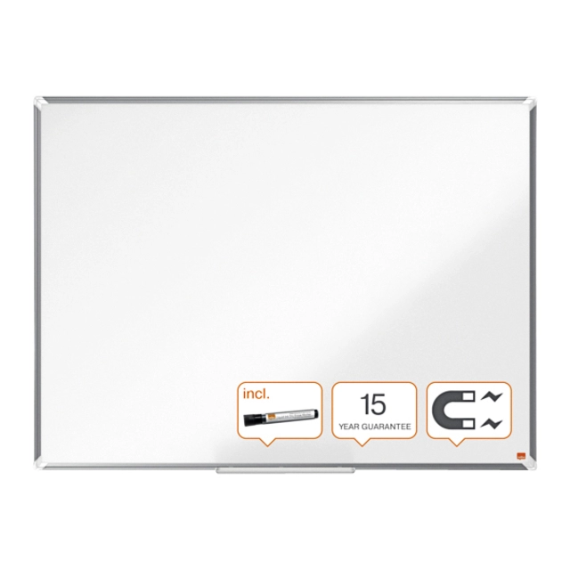 Een Whiteboard Nobo Premium Plus 90x120cm staal koop je bij VHK Kantoorartikelen