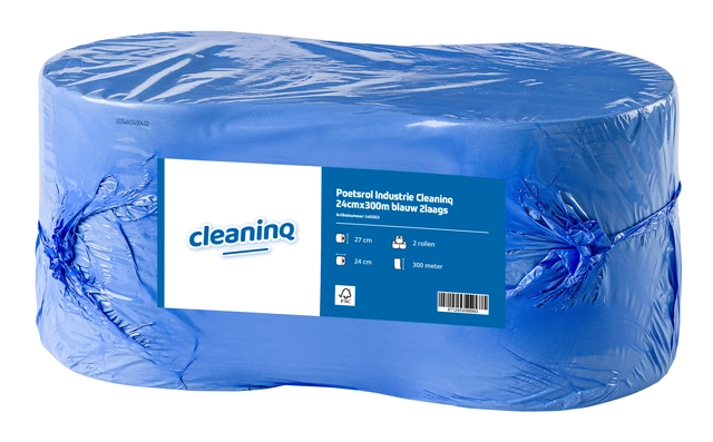 Een Poetsrol Industrie Cleaninq 24cmx300m blauw 2-laags 2 rollen koop je bij Hoekmankantoorartikelen.nl