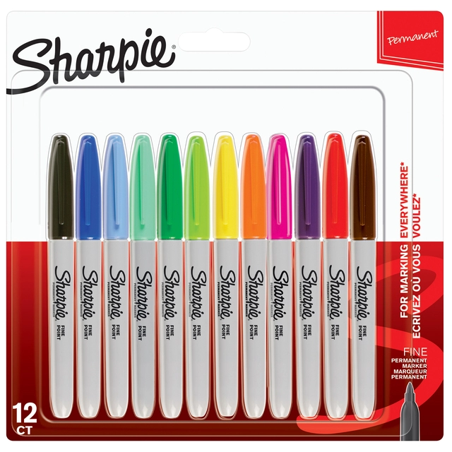 Een Viltstift Sharpie rond fijn assorti blister à 12 stuks koop je bij VHK Kantoorartikelen