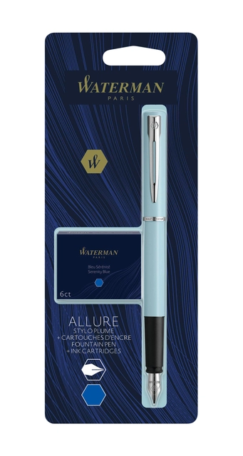 Een Vulpen Waterman Allure assorti pastel + inktpatronen Blauw koop je bij VHK Kantoorartikelen