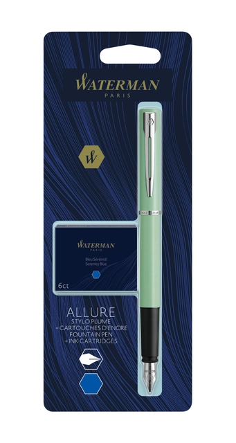 Een Vulpen Waterman Allure assorti pastel + inktpatronen Blauw koop je bij VHK Kantoorartikelen