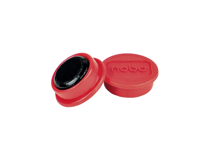 Een Magneet Nobo 13mm 100gr rood 10 stuks koop je bij VHK Kantoorartikelen