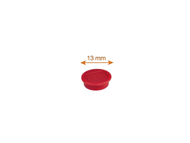 Een Magneet Nobo 13mm 100gr rood 10 stuks koop je bij VHK Kantoorartikelen