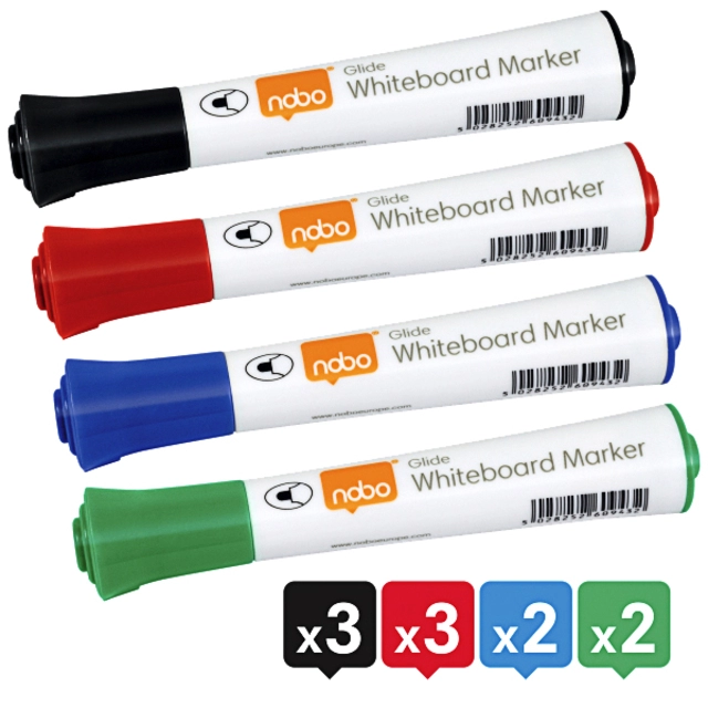 Een Viltstift Nobo whiteboard Glide rond assorti 2mm 10st koop je bij VHK Kantoorartikelen