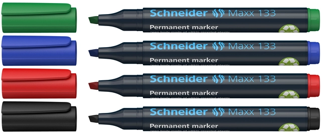 Een Viltstift Schneider Maxx 133 beitel 1-4mm assorti 4 stuks koop je bij Hoekmankantoorartikelen.nl