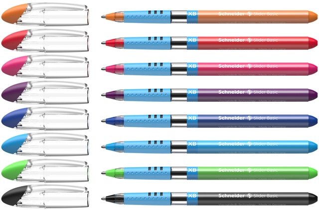 Een Rollerpen Slider Basic Colours extra breed etui à 8 stuks koop je bij VHK Kantoorartikelen