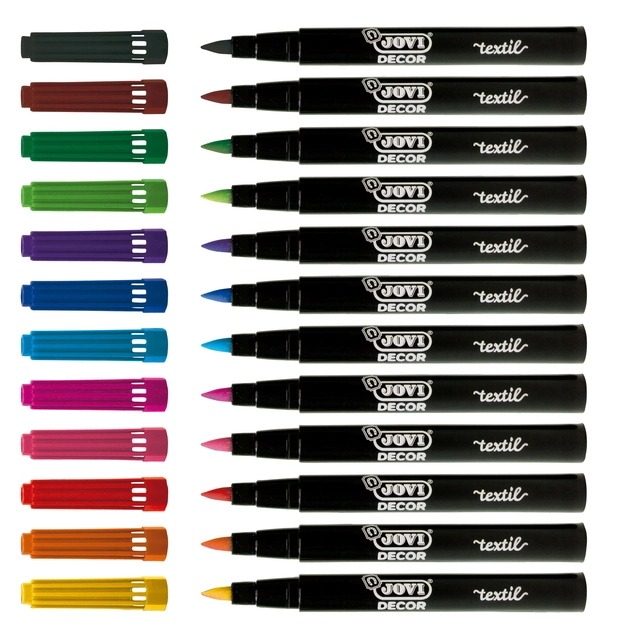 Een Textielstift Jovi assorti set à 12 stuks koop je bij VHK Kantoorartikelen