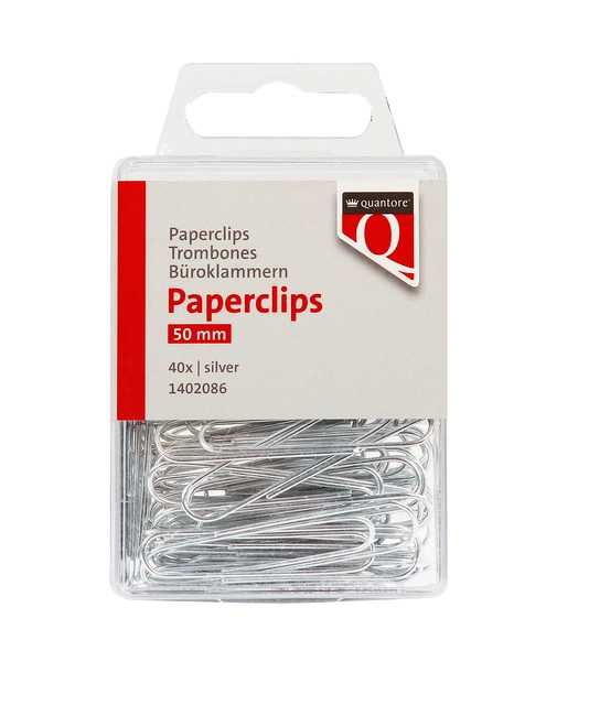 Een Paperclip Quantore 50mm rond 40 stuks zilver koop je bij VHK Kantoorartikelen