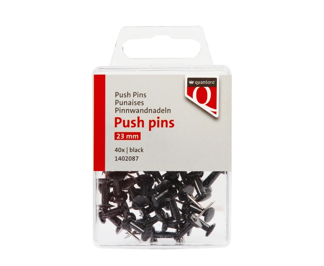 Een Push pins Quantore 40 stuks zwart koop je bij VHK Kantoorartikelen