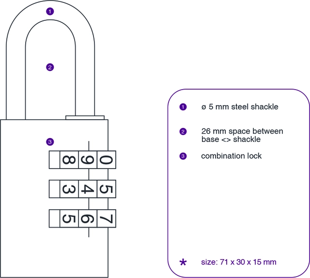 Een Hangslot Pavo met cijferslot 41x28x12mm koop je bij VHK Kantoorartikelen