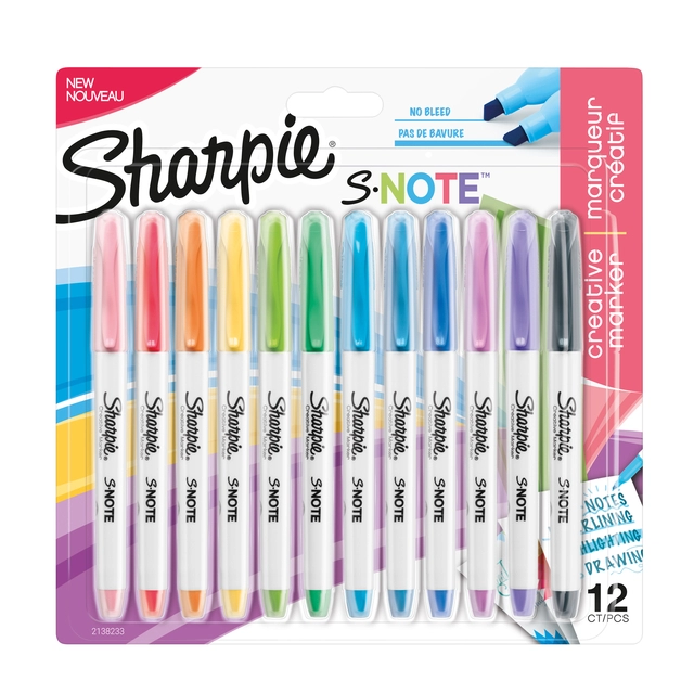 Een Markeerstift Sharpie S-note assorti blister à 12 stuks koop je bij VHK Kantoorartikelen