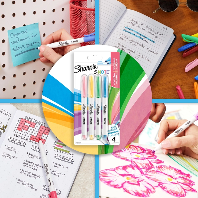 Een Markeerstift Sharpie S-note assorti blister à 12 stuks koop je bij VHK Kantoorartikelen