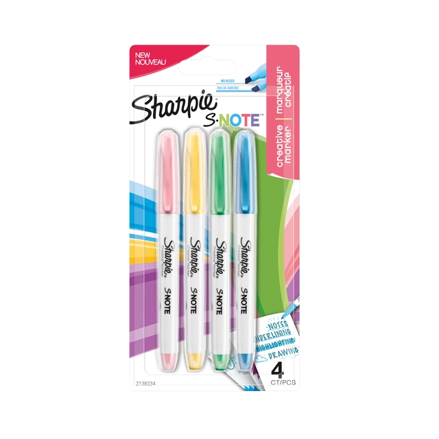 Een Markeerstift Sharpie S-note assorti blister à 4 stuks koop je bij VHK Kantoorartikelen