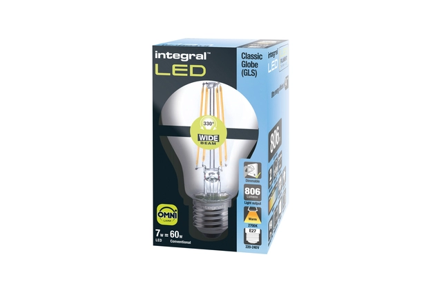 Een Ledlamp Integral E27 2700K warm wit 7W 806lumen koop je bij VHK Kantoorartikelen