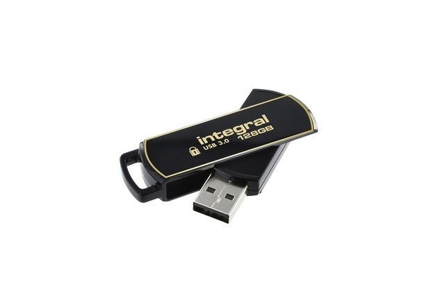 Een USB-stick Integral 3.0 Secure 360 128GB zwart koop je bij VHK Kantoorartikelen