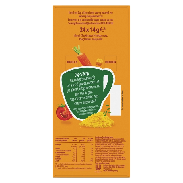 Een Cup-a-Soup Unox Indiase kerrie 24x140ml koop je bij Hoekmankantoorartikelen.nl