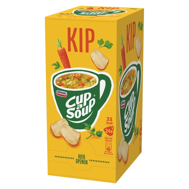 Een Cup-a-Soup Unox kip 24x140ml koop je bij Hoekmankantoorartikelen.nl