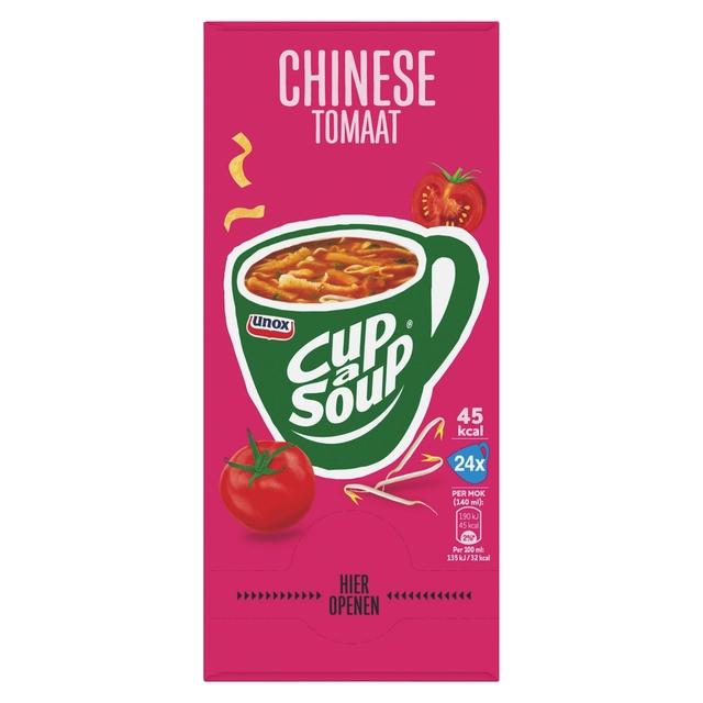 Een Cup-a-Soup Unox Chinese tomaat 24x140ml koop je bij Hoekmankantoorartikelen.nl