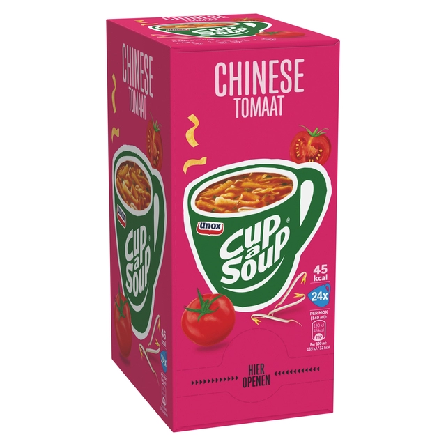 Een Cup-a-Soup Unox Chinese tomaat 24x140ml koop je bij Hoekmankantoorartikelen.nl