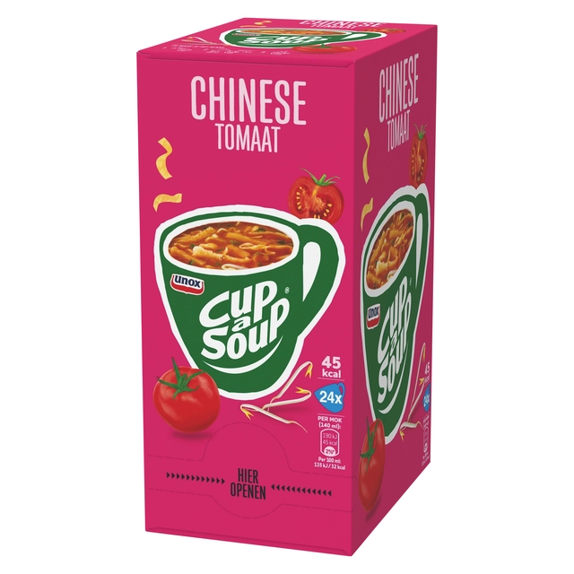 Een Cup-a-Soup Unox Chinese tomaat 24x140ml koop je bij Hoekmankantoorartikelen.nl