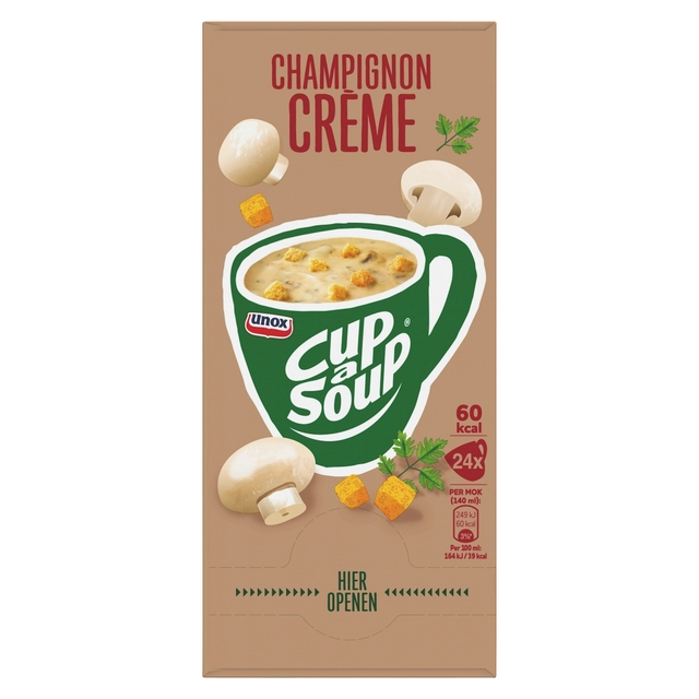 Een Cup-a-Soup Unox champignon crème 24x140ml koop je bij Hoekmankantoorartikelen.nl