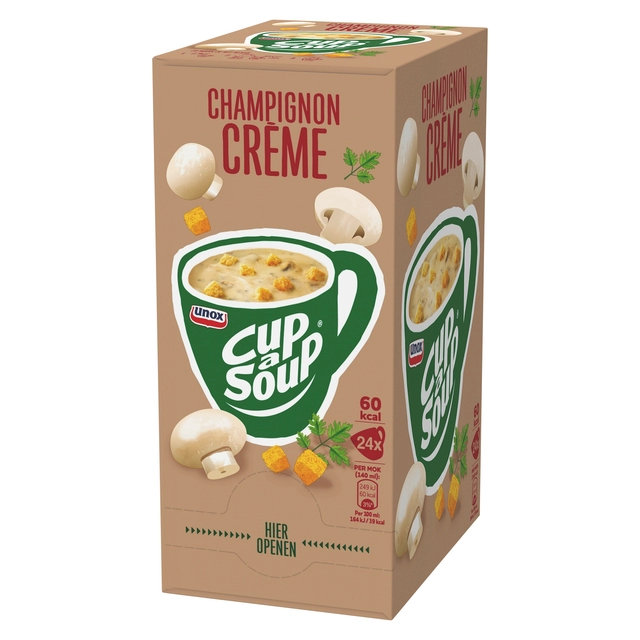 Een Cup-a-Soup Unox champignon crème 24x140ml koop je bij Hoekmankantoorartikelen.nl