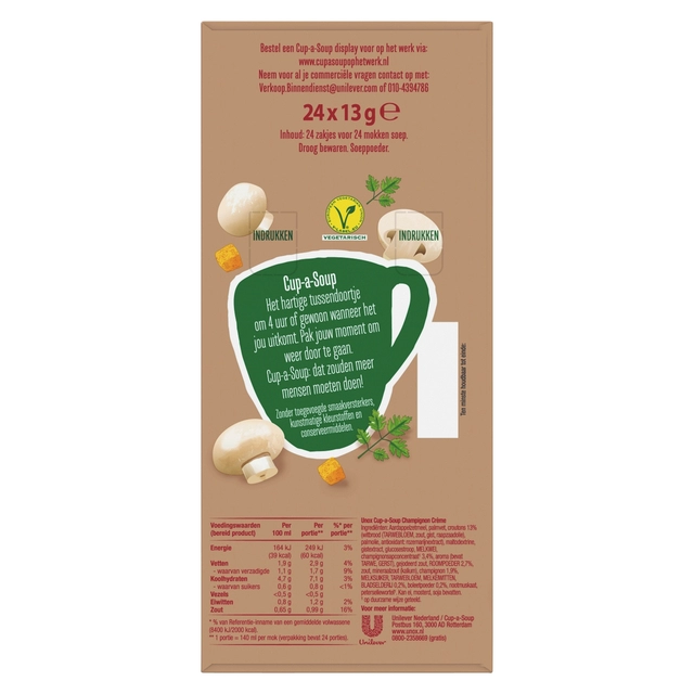 Een Cup-a-Soup Unox champignon crème 24x140ml koop je bij Hoekmankantoorartikelen.nl