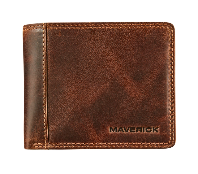 Een Portemonee Maverick The Original compact met kleingeldvak RFID leer bruin koop je bij VHK Kantoorartikelen