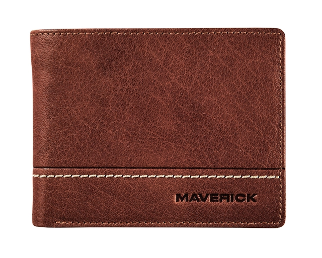 Een Portemonee Maverick Rough Gear compact met kleingeldvak RFID leer bruin koop je bij VHK Kantoorartikelen