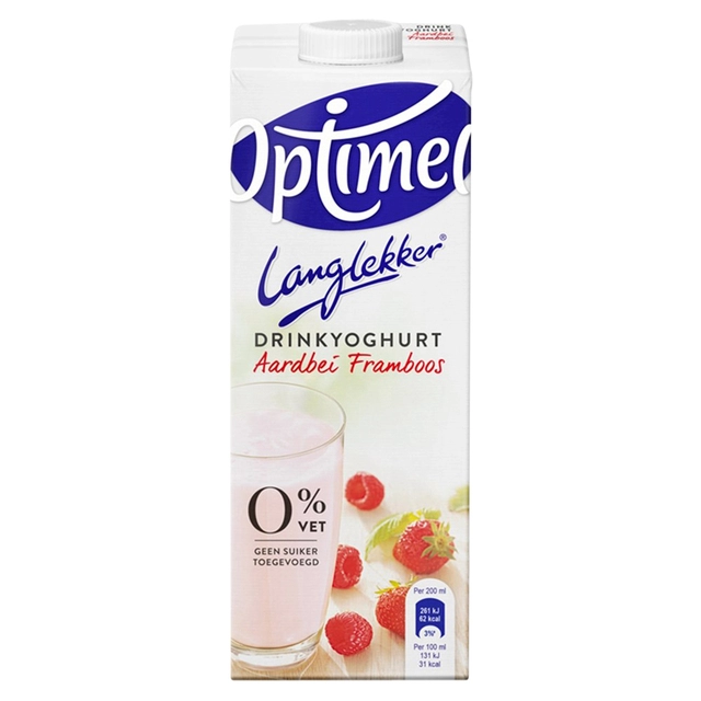 Een Drinkyoghurt Optimel Langlekker aardbei framboos 1liter koop je bij VHK Kantoorartikelen