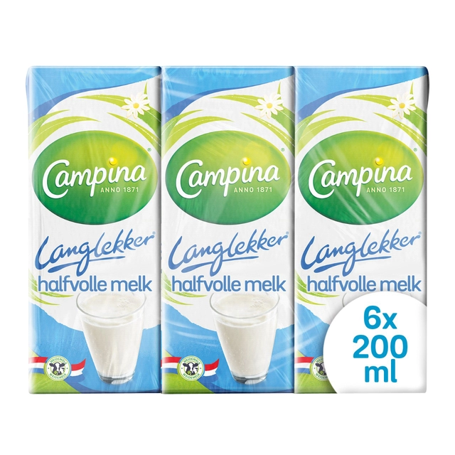 Een Melk Campina LangLekker halfvol 20cl 6 stuks koop je bij Hoekmankantoorartikelen.nl