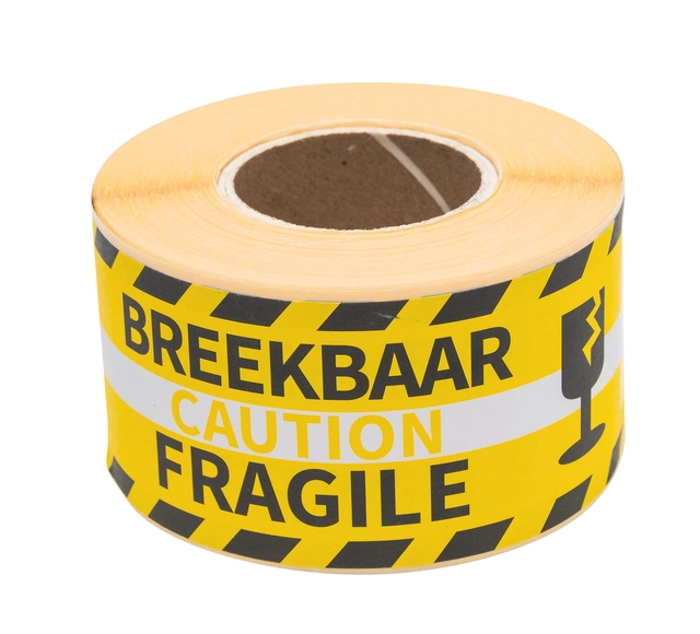 Een Waarschuwingsetiket Rillprint fragile 46x125mm geel 250 stuks koop je bij Hoekmankantoorartikelen.nl