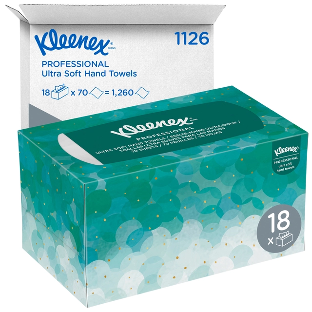 Een Handdoek Kleenex Ultra i-vouw 1-laags dispenserdoos 70vel wit 1126 koop je bij VHK Kantoorartikelen