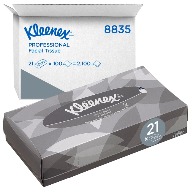 Een Facial tissues Kleenex standaard 2-laags 21x100stuks wit 8835 koop je bij VHK Kantoorartikelen