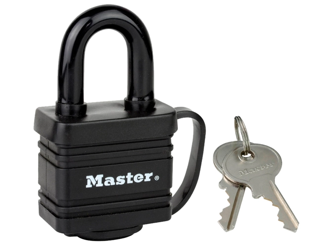 Een Hangslot MasterLock stiftcilinder gelamineerd staal 40mm koop je bij VHK Kantoorartikelen