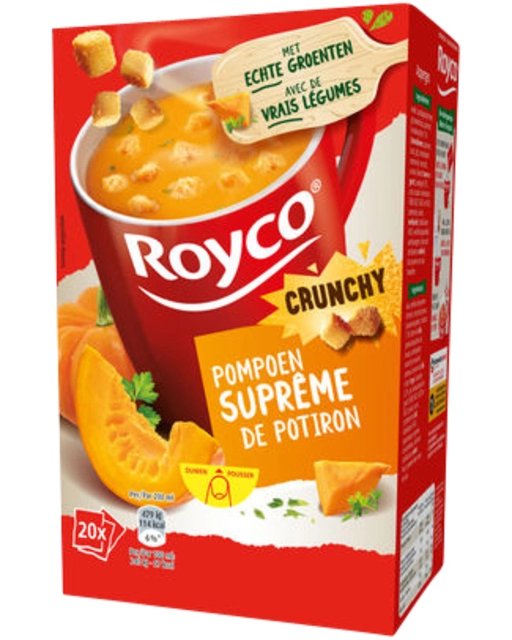 Een Soep Royco pompoen Supreme met croutons 20 zakjes koop je bij VHK Kantoorartikelen