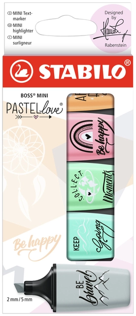 Een Markeerstift STABILO BOSS mini Pastellove assorti etui à 5 stuks koop je bij VHK Kantoorartikelen