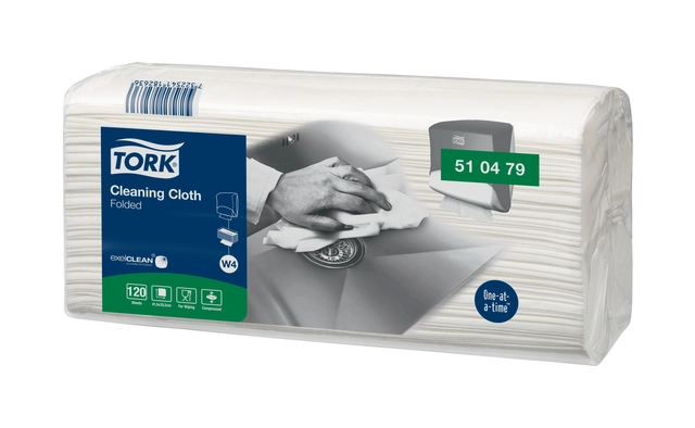 Een Reinigingsdoek Tork Cleaning W4 flexibel nonwoven 4 pakken à 120 st wit 510479 koop je bij Hoekmankantoorartikelen.nl