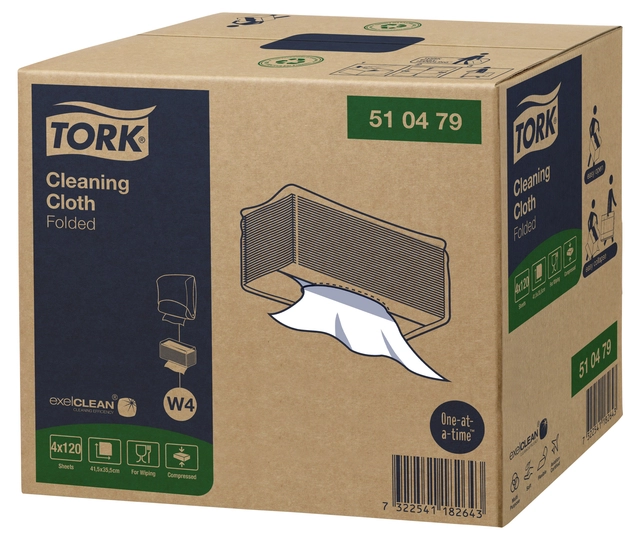 Een Reinigingsdoek Tork Cleaning W4 flexibel nonwoven 4 pakken à 120 st wit 510479 koop je bij Hoekmankantoorartikelen.nl