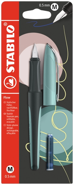 Een Vulpen STABILO Flow medium pastel turquoise blister à 1 stuk koop je bij VHK Kantoorartikelen