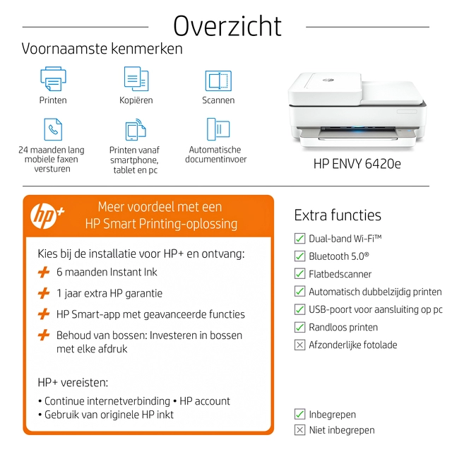 Een Multifunctional inktjet printer HP Envy 6420E koop je bij Hoekmankantoorartikelen.nl