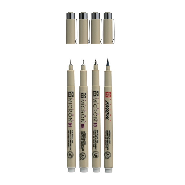 Een Fineliner Sakura Pigma Micron lichtgrijs set 4 maten koop je bij VHK Kantoorartikelen