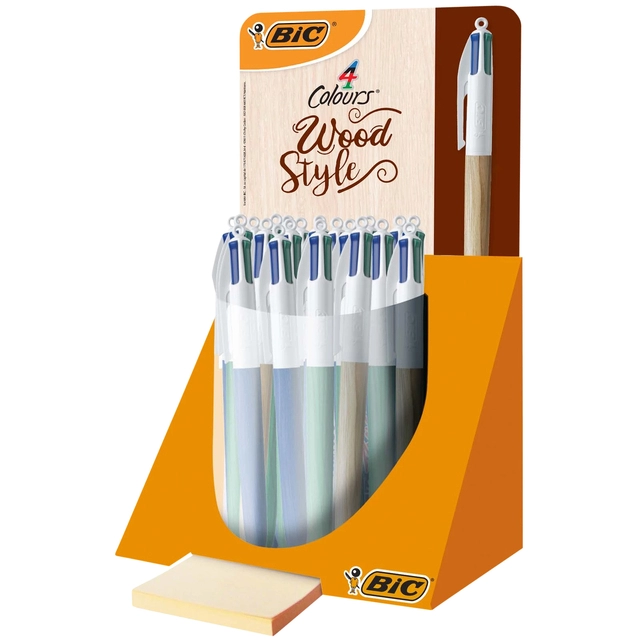 Een Balpen Bic 4 kleuren wood medium assorti koop je bij VHK Kantoorartikelen